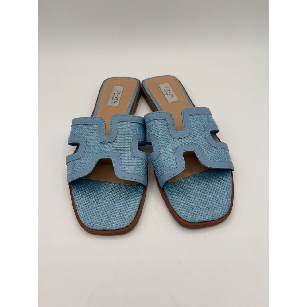 Steven New York Hadyn Light Blue Woven H-Band Slide Sandals Womens 9.5